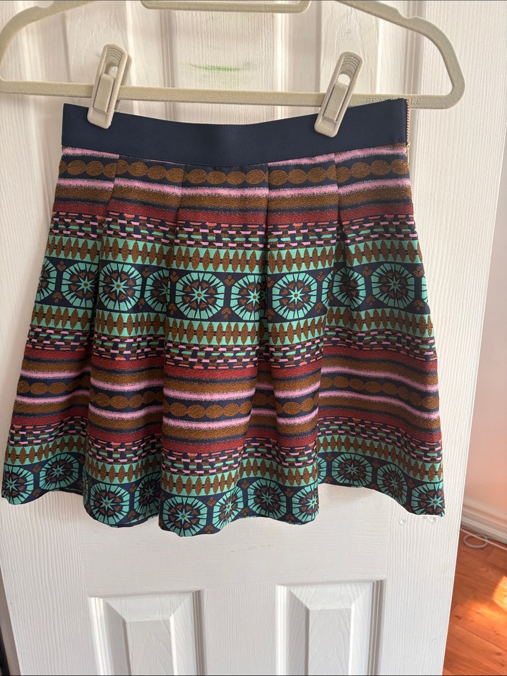 Nomad Teal, Brown & Pink Aztec Circle Skater Skirt